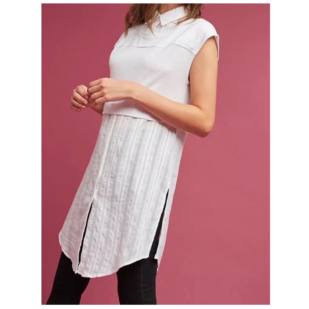 Anthropologie Postmark Londra Shirt Dress Collared Layered Tunic Top Size Medium